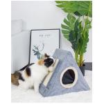 Linen Portable 42cm Short Plush Cat House Indoor