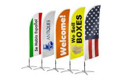China 230gsm Polyester Teardrop Advertising Flags Waterproof CMYK Printing supplier