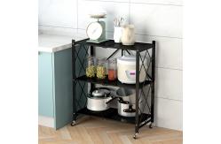 China 3 Shelf Foldable Laundry Steel Shelf Rack With Wheels supplier