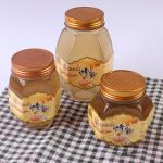 Metal Lid Glass Honey Jar Hexagon Shape Recyclable Food Storage Container