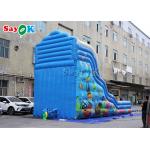 9x4.5x6mH Blue Ocean Theme Inflatable Wave Water Slide With Octopus Arch