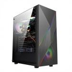 ETEK - PC Mid Tower Case Irregular and Mesh Front Panel with ARGB LED Strip,Tempered Glass Side Panel, Top I/O Panel for sale