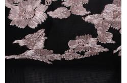 China Fashion Chenille Embroidered Lace Fabric , Polyester Mesh Fabric For Dresses supplier