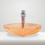 Countertop Mounted Glass Vessel Basins Made Of Glass For Bathroom Sink 530mm for sale