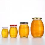 Bee Shape Little Glass Jars , Fancy Threaded Round Glass Jar With Lid