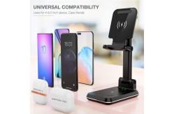 China Portable And Adjustable Dual 10W Wireless Charger Desk Phone Holder supplier