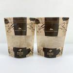 Custom Printed Resealable Stand Up Pouch Kraft Paper Coffee Tea Snack Food Packaging Bag With Rectangular Window for sale