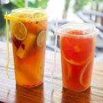 Square Disposable Plastic Cups With Lids 22oz Bubble Tea Cup Custom Logo