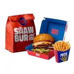 Custom Printed Eco-Friendly Kraft Burger Box Recycled Materials Corrugated Packaging Boxes with Hinged Design Chip Holder for sale