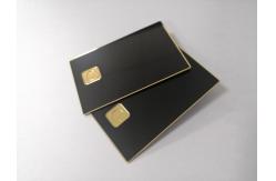China Custom 0.8mm Plain Matte Black Metal Bank Card With Contact Chip Hole supplier