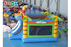 China Palm Tree Inflatable Jumping Castle With Surf Boy Tropical Slide supplier