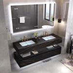 Modern Marble Hotel Bathroom Vanity Sintered Stone Basin Sink Cabinet Smart Led Mirror for sale