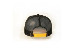 China Custom Unisex 5 Panel Trucker Cap Hat , Customized Black 3D Embroidery Mesh Hat supplier