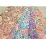 Bead Embroidered Lace Fabric, Scalloped Multi Color 3D Flower Lace Fabric For Dress for sale