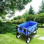 Portable Blue Collapsible Wagon Hiking Heavy Duty Folding Wagon Four Wheel for sale