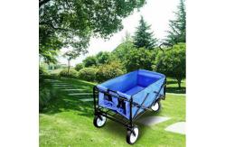 China Portable Blue Collapsible Wagon Hiking Heavy Duty Folding Wagon Four Wheel supplier