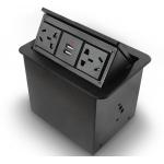 Brushed Black Color Pop Up Power Socket 45 Degrees Interface Opened for sale