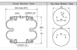 China FD200-19 Contitech Double Convoluted Air Spring 2B9-252 Goodyear Rubber Air Bag supplier
