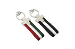 China Webbing Car Leather Key Holder Rectangle Keychain Iron Pantone Hang supplier
