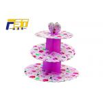 3 Tiers Full Color Printing Cardboard Paper Cupcake Display Stand Easy to Assembled for sale