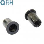 QBH Carbon Steel Black Rivet Nuts with Flat Head Knurled Body