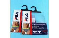 China Hanging Plastic Pouches Packaging , Men's Box / Cloth Packaging Bag With Hanger supplier