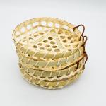 Single Ear Round Bamboo Woven Basket Washable 155*30mm customized for sale