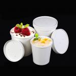 Fast Food Double Wall 300g White/Kraft Paper Takeaway Soup Bowl With Paper Lid for sale