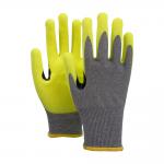18 Gauge A6 Cut Resistant Sandy Nitrile Gloves Grey Liner With Reinforced Thumb And Yellow Grip Washable Custom Designs for sale