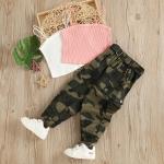 Children'S Outfit Sets Girls Suspenders Camouflage Trousers Two Piece Set for sale