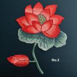 Large Embroidered Flower Patches , Sew On Embroidered Appliques On Lace Fabric