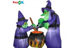 China ​4x6ft Led Lighting Inflatable Halloween Witch With Cauldron supplier