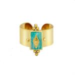 Opening Adjustable Gold Plated Band Rings Geometric Natural Turquoise Gemstone for sale
