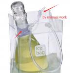 Non Toxic Clear PVC Packaging Bags , Wine Packaging Ice Cube Pouch With Handle for sale