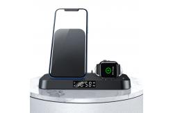 China 15W Qi Collapsible Wireless Charger Station 275g Alarm Clock Charging Dock supplier