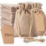 3x 4  Bags with Drawstring, Wedding Hessian Linen Sacks Bag, Jewelry Pouches Burlap Bags for sale