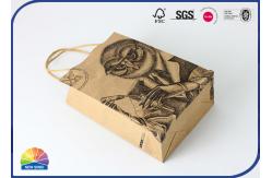 China Stand Up Packaging Kraft Paper Bags Black Printing With Handles supplier