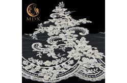 China Free Sample MDX Beaded Lace Trim Fabric Embroidered For Garment supplier