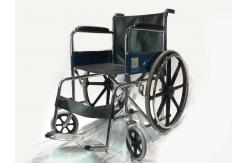 China Solid Castor Folding Steel Wheelchair Fixed Armrest And Footrest supplier