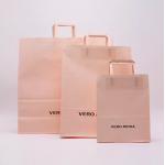 ODM Pink Kraft Paper Bag Biodegradable Patch Handle Bag ISO9001 for sale