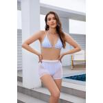 S-Xl Size Nylon Fabric Three Piece Swimwear For Swimming Black Strip Comfortable In Stock Durable Fashion for sale