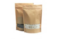 China Zipper Top Kraft Paper Bag / Pouch For Snack Packaging With Transnparent Window supplier