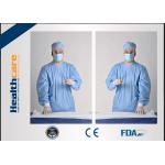 Sterile Disposable Protective Gowns Nonwoven Gowns With Knitted Cuff Medical Blue for sale