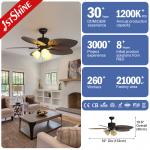 Fancy Classic Retro Wooden Ceiling Fan 5 Blade Pull Chain Switch