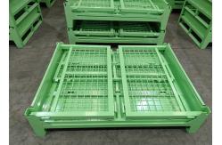 China Metal Stackable Stillage Bin Stackable Pallet Cages Green Powdercoating 1.5T supplier