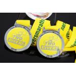 Two Rivers Marathon Custom Sports Medals Raised Metal And Filling Color In Recessed Metal for sale