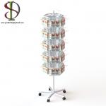 60 Hooks Gridwall Metal Floor Display Stands 6 Sides Grid Panel Spinner for sale