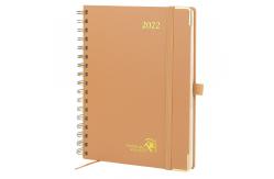 China 2023 Orange Custom Academic Planner Hardback Spiral Vertical Pages supplier