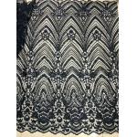 Wedding Dress Sequin Lace Fabric / Floral Embroidered Mesh Fabric for sale