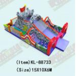 Fun - Filled Inflatable Castle with Dinosaur Motifs Rock - Patterned